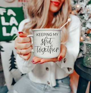 Keeping My Shit Together mug
Funny motivational coffee mug
14oz ceramic mug with saying
Double-sided funny mug
Dishwasher safe motivational mug
Microwave safe adult mug
Unique gag gift mug
Keeping My Shit Together coffee cup