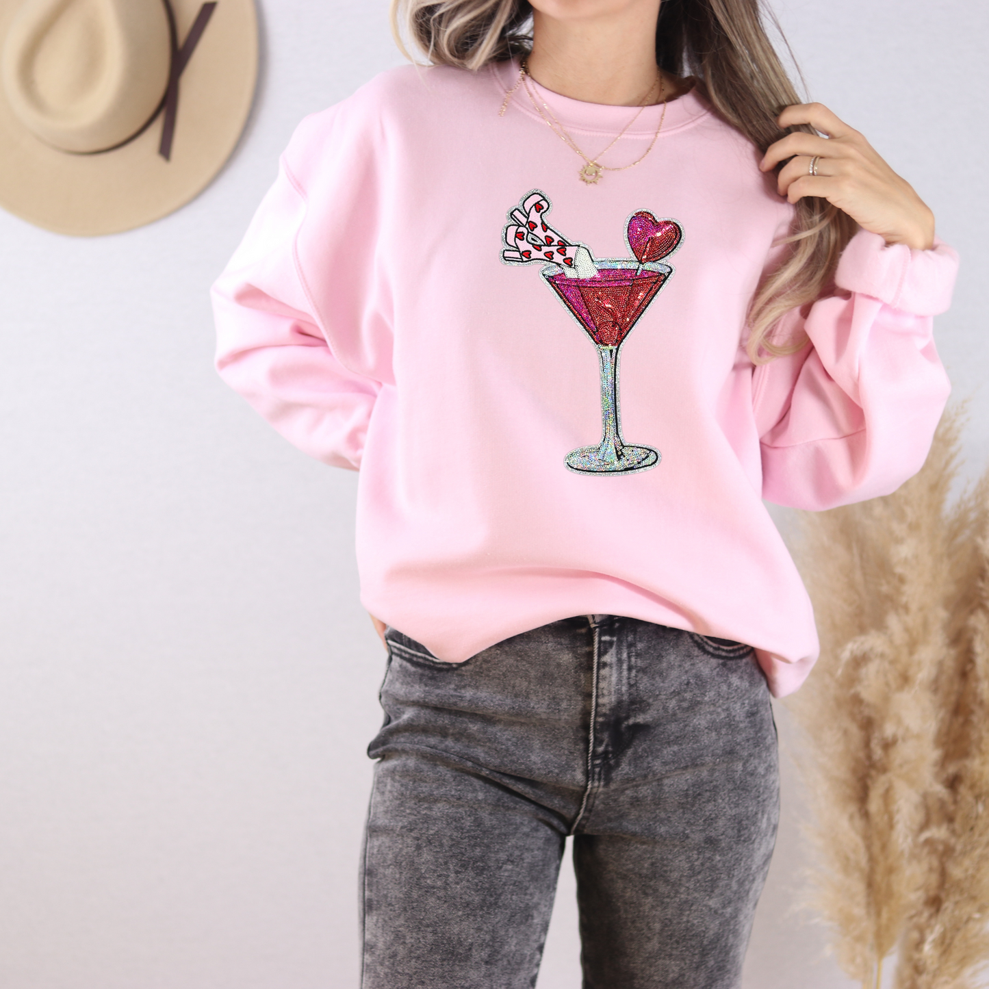 PREORDER: Martini Glass With Legs Sequin SWEATSHIRT