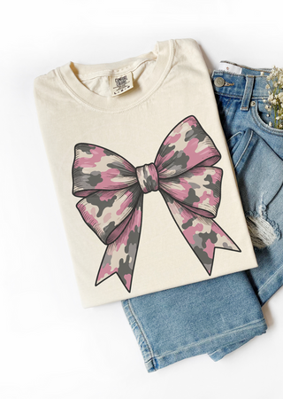 Camo Pink Coquette Bow Tee