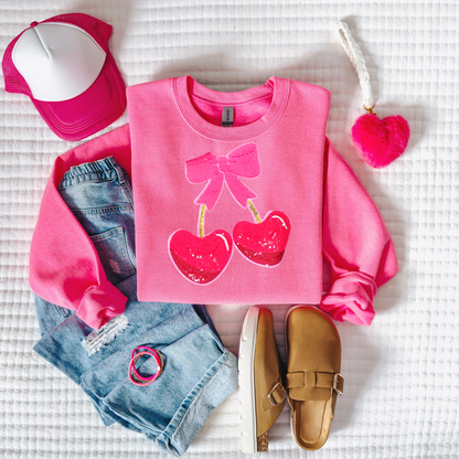 PREORDER: Heart Cherries Sequin Patch SWEATSHIRT