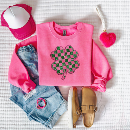 PREORDER: Checkered Shamrock Sequin Patch SWEATSHIRT