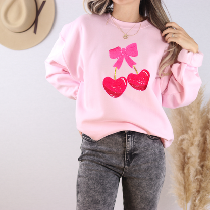 PREORDER: Heart Cherries Sequin Patch SWEATSHIRT