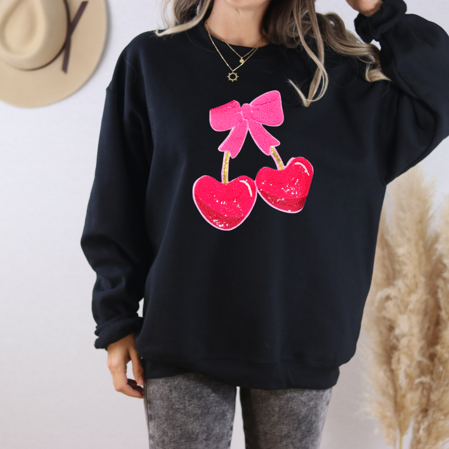 PREORDER: Heart Cherries Sequin Patch SWEATSHIRT