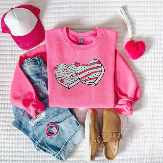 PREORDER: Sequin Double Heart Snack Cakes Patch SWEATSHIRT