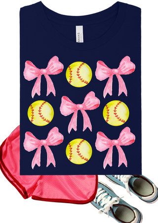 Softball & Bows Bella Canvas T-Shirt