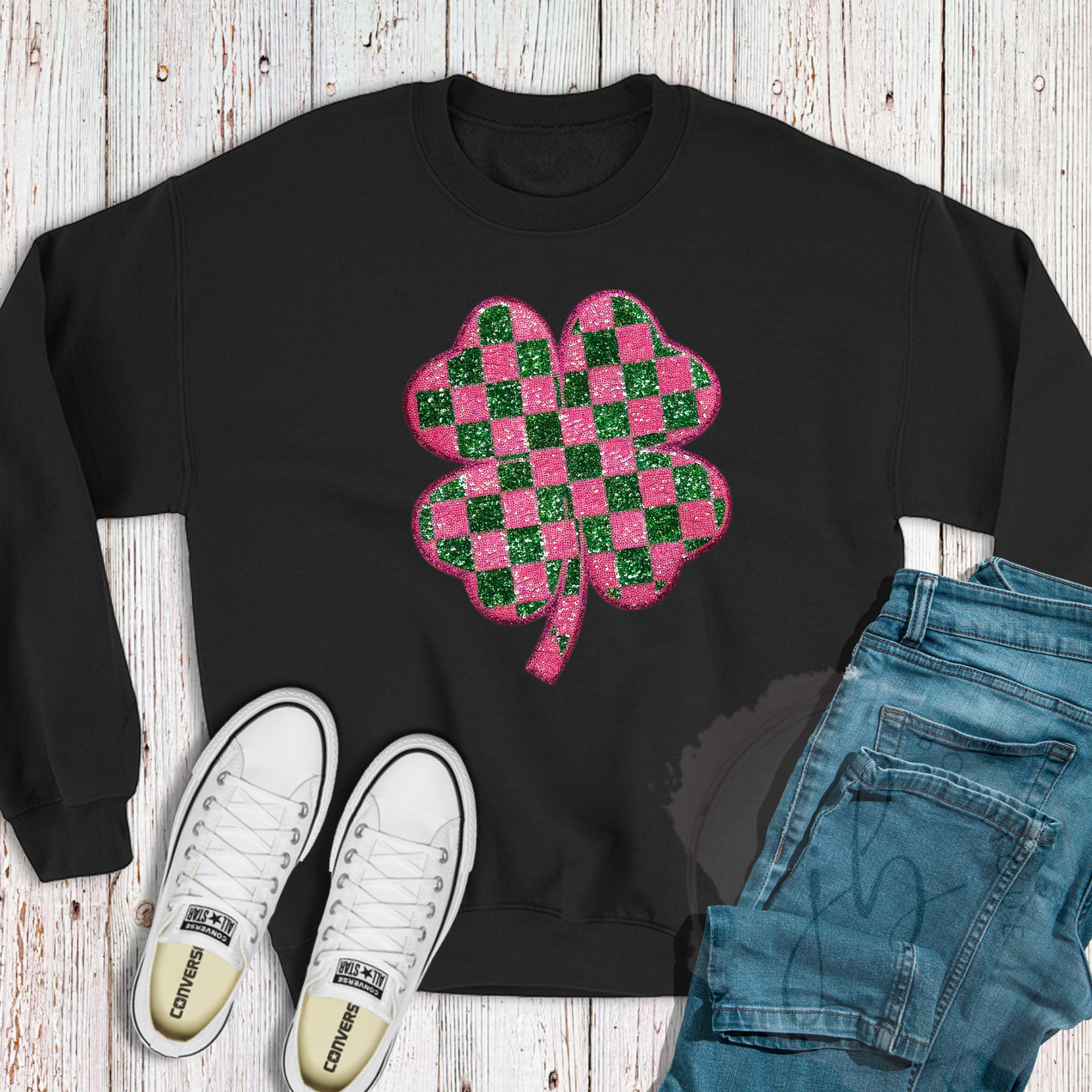 PREORDER: Checkered Shamrock Sequin Patch SWEATSHIRT