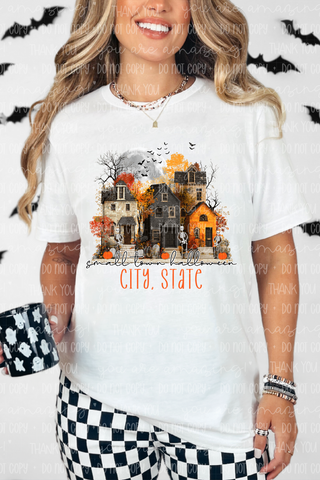 Personalize It Small Town Halloween Tee