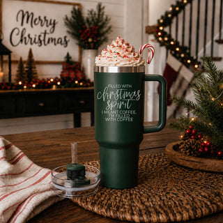 Green tumbler cup
Christmas shopping tumbler 40oz 
Holiday season drinkware - filled with Christmas spirit I meant coffee Im filled with coffee tumbler
Christmas tumbler collection - filled with Christmas spirit I meant coffee Im filled with coffee 40oz