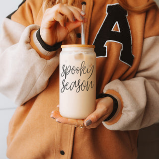 Halloween themed glass tumbler with quote
Haunted season coffee tumbler with straws