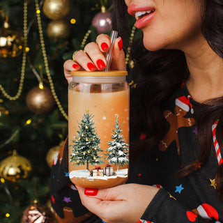 Christmas coffee cup – Classic glass tumbler for hot drinks uSA
Christmas tree glass tumbler – holiday drinkware gift for coffee lovers
Christmas coffee mug gift – reusable glass tumbler with bamboo lid