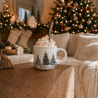 Holiday mug with serene snowy Christmas landscape
Christmas mug with beautiful evergreen illustration
Snowy tree mug for winter beverage lovers
Winter wonderland mug with holiday charm
Christmas mug with decorated trees and snowflakes
Holiday coffee cup with snowy Christmas tree art
Christmas mug with festive evergreen forest
Winter wonderland mug with holiday lights on trees
Christmas coffee mug with snowy presents scene
Holiday mug with elegant tree and snow design
Christmas tree mug for Christmas Eve coc