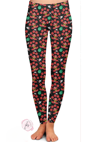 Santa Cat Paws Full Length Leggings Square Pocket Leggings - TC2