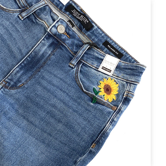 Field of Sunflowers Embroidered Judy Blue Jeans
