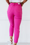 Judy Blue Gabriella Cuffed Slim Fit Jeans in Neon Pink