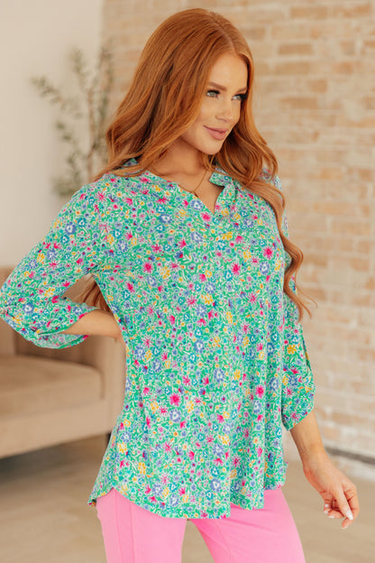 Lizzy Top in Emerald Floral